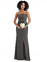 Alt View 1 Thumbnail - Caviar Gray Strapless Tuxedo Maxi Dress with Front Slit