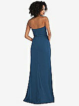 Rear View Thumbnail - Dusk Blue Strapless Tuxedo Maxi Dress with Front Slit