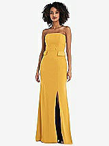 Front View Thumbnail - NYC Yellow Strapless Tuxedo Maxi Dress with Front Slit