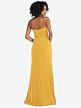 Rear View Thumbnail - NYC Yellow Strapless Tuxedo Maxi Dress with Front Slit