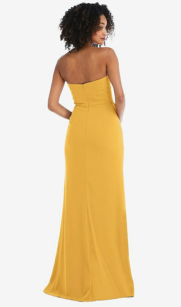 Back View - NYC Yellow Strapless Tuxedo Maxi Dress with Front Slit