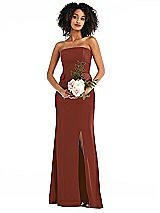 Alt View 1 Thumbnail - Auburn Moon Strapless Tuxedo Maxi Dress with Front Slit