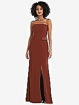 Front View Thumbnail - Auburn Moon Strapless Tuxedo Maxi Dress with Front Slit