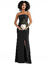 Alt View 1 Thumbnail - Black Strapless Tuxedo Maxi Dress with Front Slit