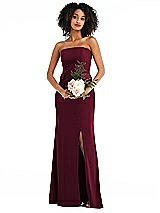 Alt View 1 Thumbnail - Cabernet Strapless Tuxedo Maxi Dress with Front Slit