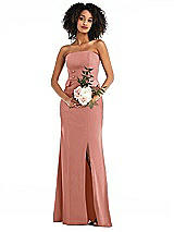 Alt View 1 Thumbnail - Desert Rose Strapless Tuxedo Maxi Dress with Front Slit