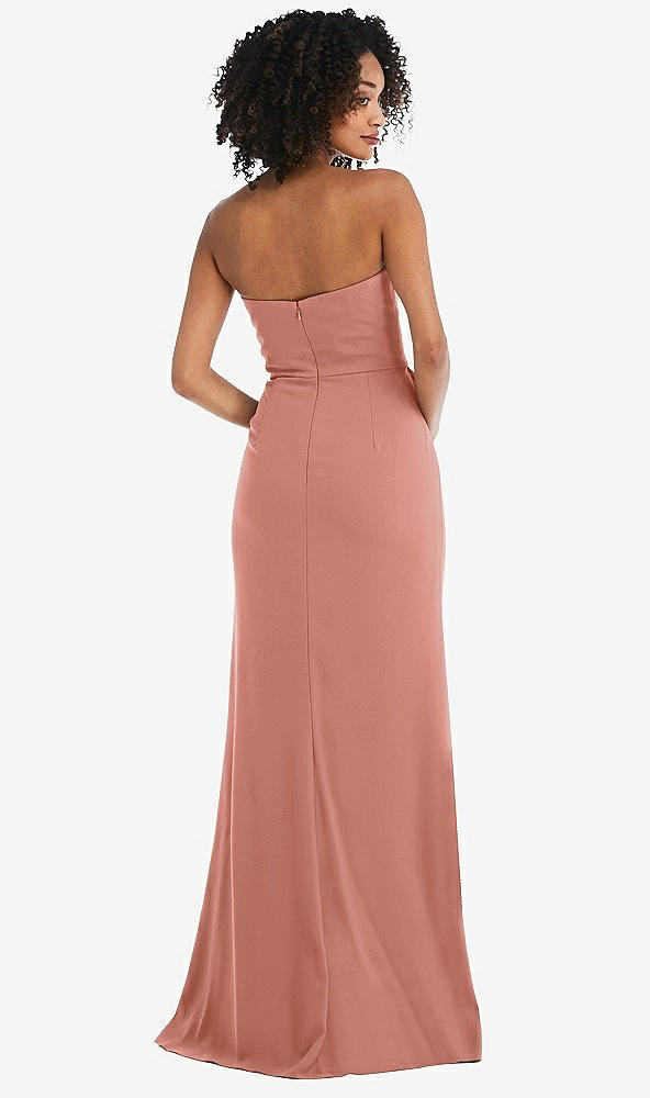 Back View - Desert Rose Strapless Tuxedo Maxi Dress with Front Slit