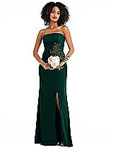 Alt View 1 Thumbnail - Evergreen Strapless Tuxedo Maxi Dress with Front Slit