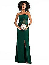 Alt View 1 Thumbnail - Hunter Green Strapless Tuxedo Maxi Dress with Front Slit