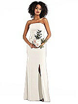 Alt View 1 Thumbnail - Ivory Strapless Tuxedo Maxi Dress with Front Slit