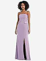 Front View Thumbnail - Pale Purple Strapless Tuxedo Maxi Dress with Front Slit