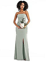 Alt View 1 Thumbnail - Willow Green Strapless Tuxedo Maxi Dress with Front Slit