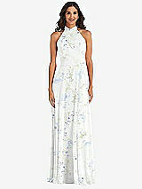 Alt View 2 Thumbnail - Bleu Garden High Neck Halter Backless Maxi Dress