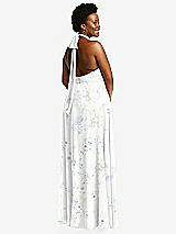 Rear View Thumbnail - Bleu Garden High Neck Halter Backless Maxi Dress