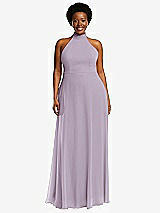 Front View Thumbnail - Lilac Haze High Neck Halter Backless Maxi Dress