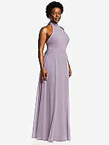 Side View Thumbnail - Lilac Haze High Neck Halter Backless Maxi Dress