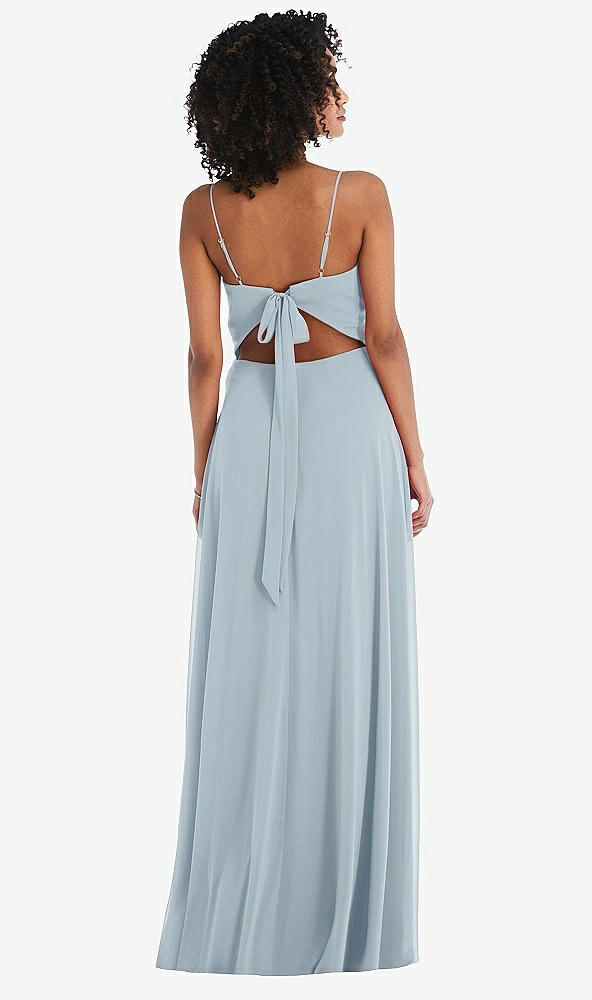 Back View - Mist Tie-Back Cutout Maxi Dress with Front Slit