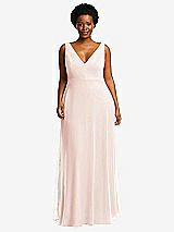 Front View Thumbnail - Blush Deep V-Neck Chiffon Maxi Dress