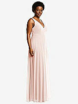 Side View Thumbnail - Blush Deep V-Neck Chiffon Maxi Dress