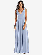 Alt View 3 Thumbnail - Sky Blue Deep V-Neck Chiffon Maxi Dress