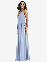 Alt View 4 Thumbnail - Sky Blue Deep V-Neck Chiffon Maxi Dress