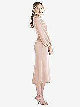 Side View Thumbnail - Cameo High Collar Puff Sleeve Midi Dress - Bronwyn