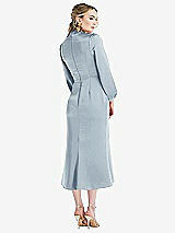 Rear View Thumbnail - Mist High Collar Puff Sleeve Midi Dress - Bronwyn