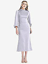 Front View Thumbnail - Silver Dove High Collar Puff Sleeve Midi Dress - Bronwyn