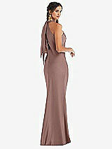 Alt View 1 Thumbnail - Sienna Draped Twist Halter Tie-Back Trumpet Gown