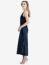 Side View Thumbnail - Midnight Navy One-Shoulder Asymmetrical Midi Slip Dress