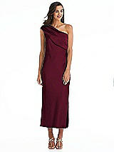 Alt View 1 Thumbnail - Cabernet Draped One-Shoulder Convertible Midi Slip Dress