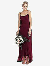 Alt View 1 Thumbnail - Cabernet Scoop Neck Ruffle-Trimmed High Low Maxi Dress