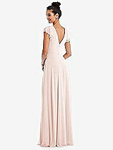 Rear View Thumbnail - Blush Flutter Sleeve V-Keyhole Chiffon Maxi Dress