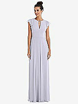 Front View Thumbnail - Silver Dove Flutter Sleeve V-Keyhole Chiffon Maxi Dress