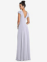 Rear View Thumbnail - Silver Dove Flutter Sleeve V-Keyhole Chiffon Maxi Dress