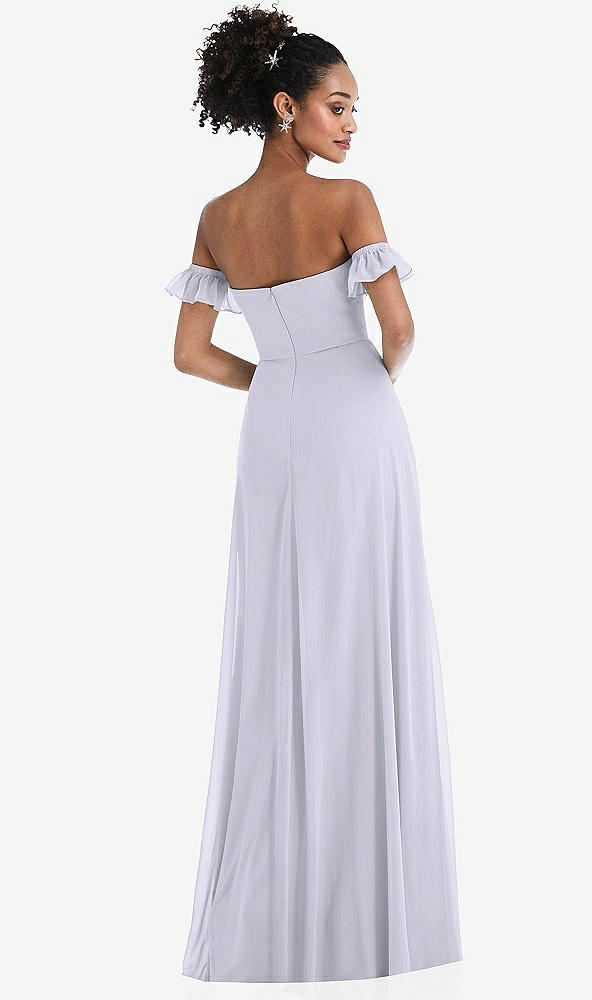 Back View - Silver Dove Off-the-Shoulder Ruffle Cuff Sleeve Chiffon Maxi Dress