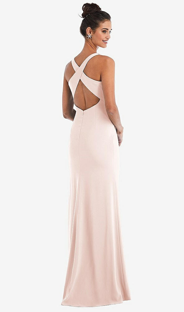 Front View - Blush Criss-Cross Cutout Back Maxi Dress with Front Slit