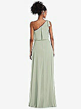 Rear View Thumbnail - Celadon One-Shoulder Bow Blouson Bodice Maxi Dress