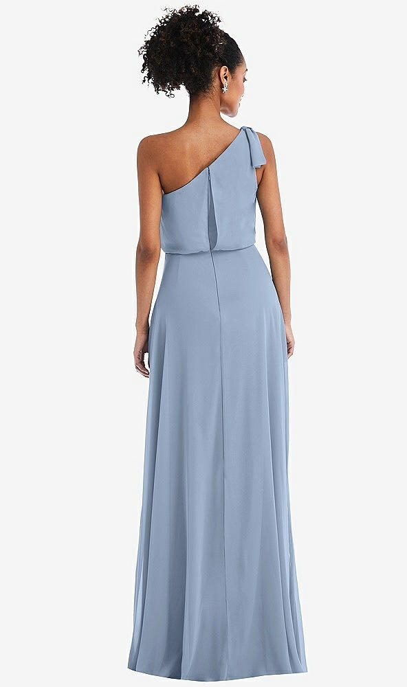 Back View - Cloudy One-Shoulder Bow Blouson Bodice Maxi Dress