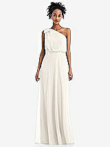 Front View Thumbnail - Ivory One-Shoulder Bow Blouson Bodice Maxi Dress