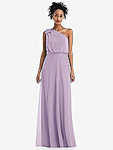 Front View Thumbnail - Pale Purple One-Shoulder Bow Blouson Bodice Maxi Dress