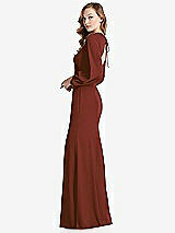 Side View Thumbnail - Auburn Moon Long Puff Sleeve Maxi Dress with Cutout Tie-Back