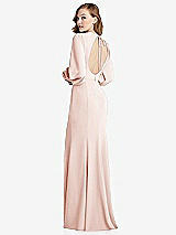 Front View Thumbnail - Blush Long Puff Sleeve Maxi Dress with Cutout Tie-Back