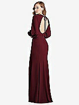 Front View Thumbnail - Cabernet Long Puff Sleeve Maxi Dress with Cutout Tie-Back