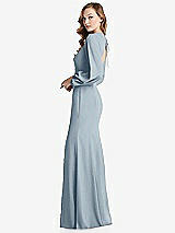 Side View Thumbnail - Mist Long Puff Sleeve Maxi Dress with Cutout Tie-Back