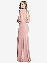 Front View Thumbnail - Rose Long Puff Sleeve Maxi Dress with Cutout Tie-Back