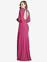 Front View Thumbnail - Tea Rose Long Puff Sleeve Maxi Dress with Cutout Tie-Back