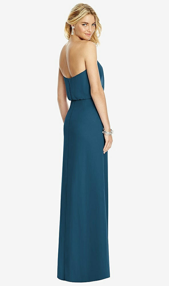 Back View - Atlantic Blue Full Length Lux Chiffon Blouson Bodice