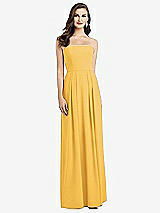 Alt View 1 Thumbnail - NYC Yellow Strapless Pleated Skirt Crepe Dress with Pockets