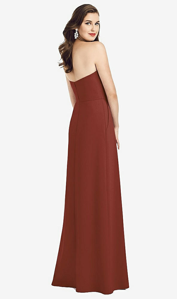 Back View - Auburn Moon Strapless Pleated Skirt Crepe Dress with Pockets